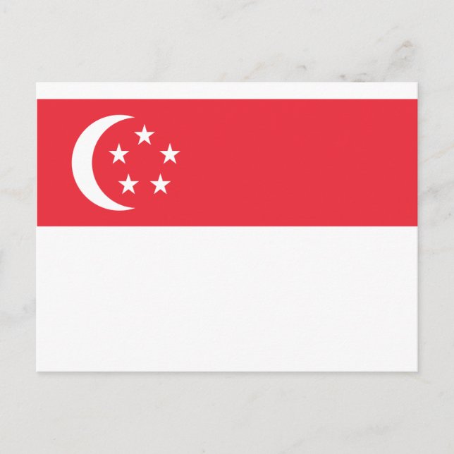 Carte Postale Drapeau de Singapour - 新 加 坡 国 旗 - Bendera Singapu (Devant)