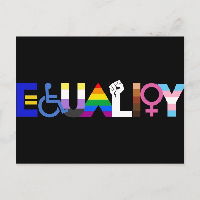 Carte Postale Drapeau d'égalité inclusive foncé (Devant)