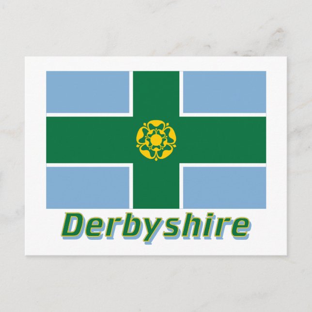 Carte Postale Drapeau Derbyshire avec nom (Devant)
