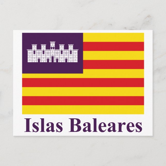 Carte Postale Drapeau des Baléares avec nom (Devant)