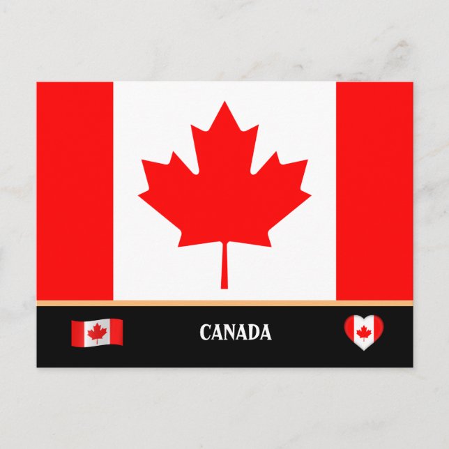 Carte Postale Drapeau des Canadiens & voyage au pays du Canada / (Devant)
