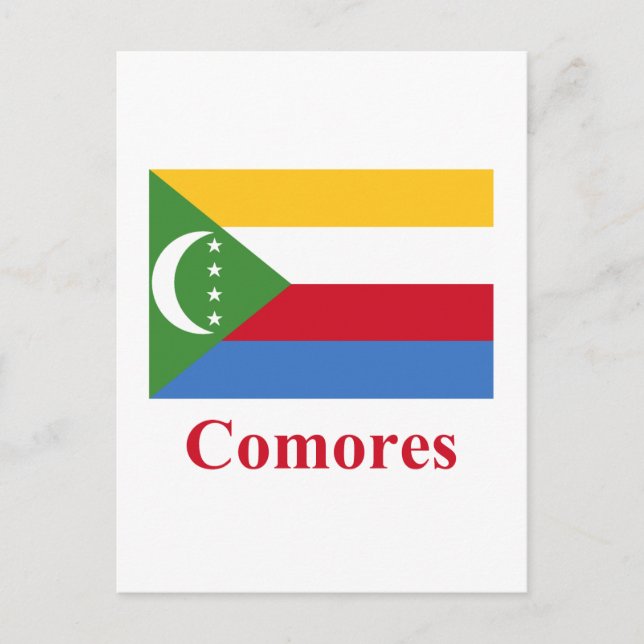 Carte Postale Drapeau des Comores avec nom en français (Devant)