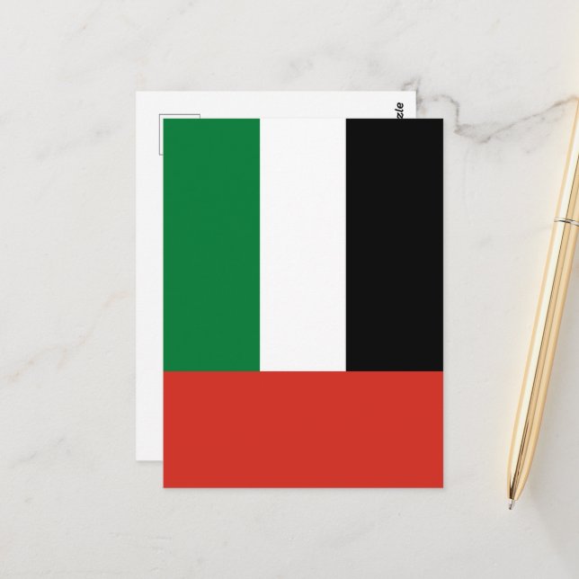 Carte Postale Drapeau des Émirats arabes unis (Devant/Arrière en situation)