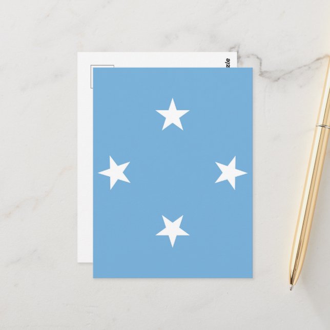 Carte Postale Drapeau des États fédérés de Micronésie (Devant/Arrière en situation)