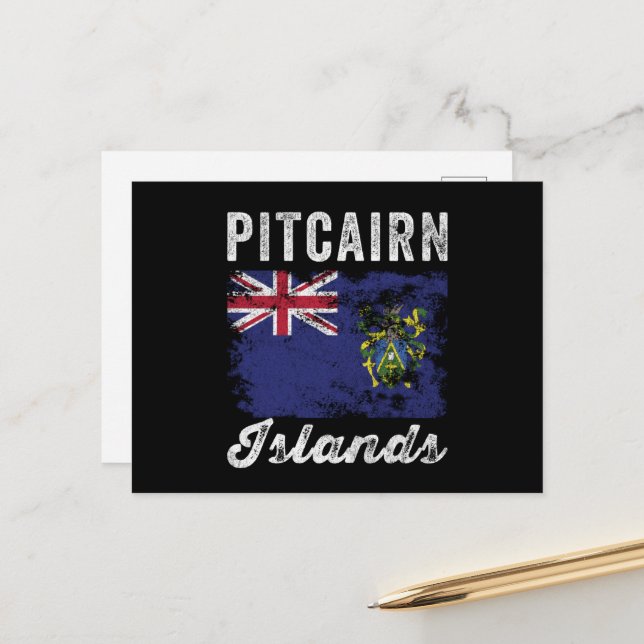 Carte Postale Drapeau des îles Pitcairn en détresse (Devant/Arrière en situation)