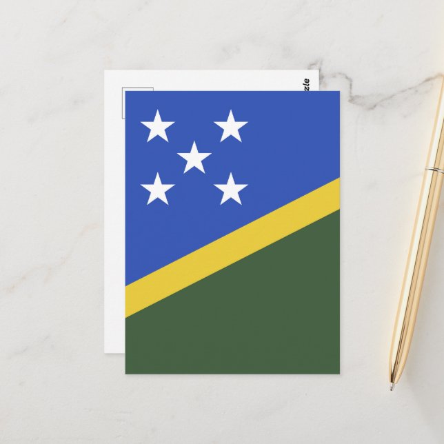 Carte Postale Drapeau des Îles Salomon (Devant/Arrière en situation)
