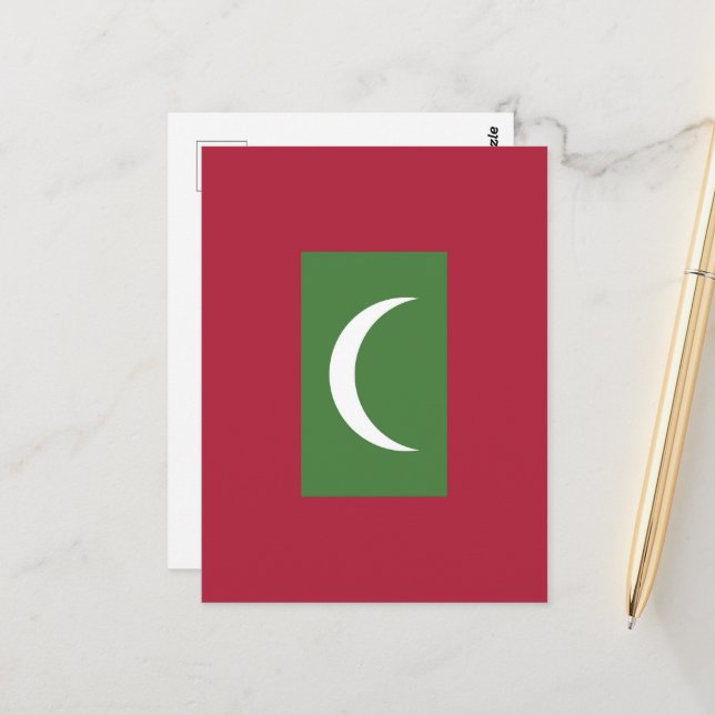 Carte Postale Drapeau des Maldives (Devant/Arrière en situation)