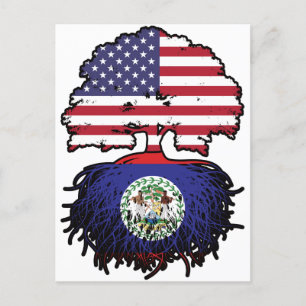 Carte Postale Drapeau des racines d'arbre de Belize Bélizien Amé