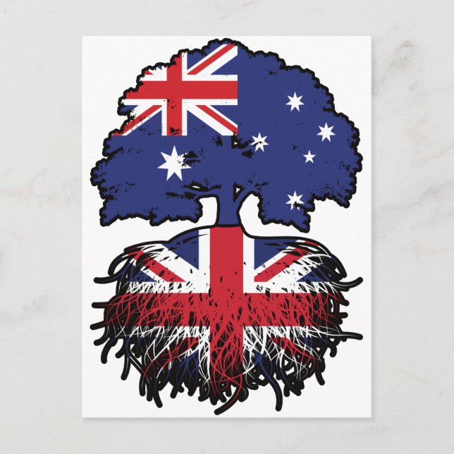 Carte Postale Drapeau des racines d'arbre de l'Australie britann (Devant)