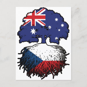 Carte Postale Drapeau des racines de l'arbre australien tchèque