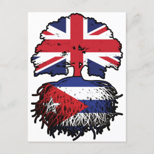 Carte Postale Drapeau des racines de l'arbre cubain britannique