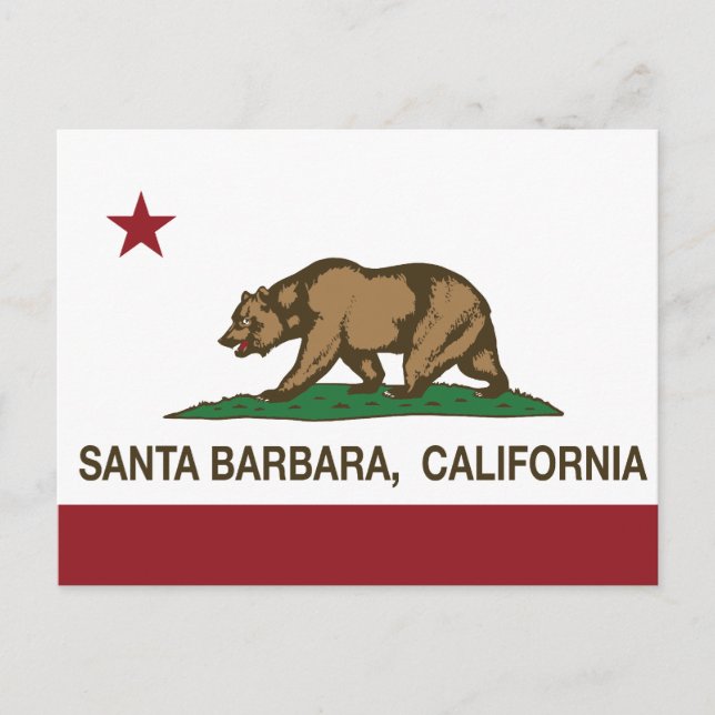 Carte Postale Drapeau d'État de Californie Père Noël Barbara (Devant)