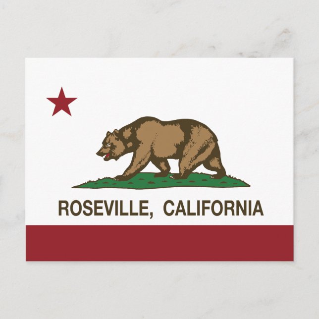 Carte Postale Drapeau d'État de Californie Roseville (Devant)