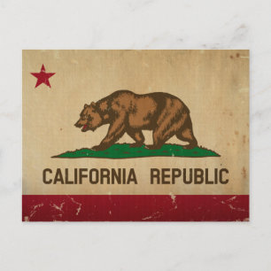 Carte Postale Drapeau d'État de Californie VINTAGE