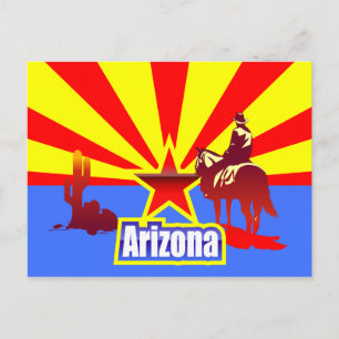 Carte Postale Drapeau d'état de l'Arizona Dessin Vintage