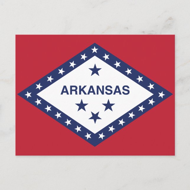 Carte Postale Drapeau d'Etat de l'Arkansas Diamant & Etoiles (Devant)