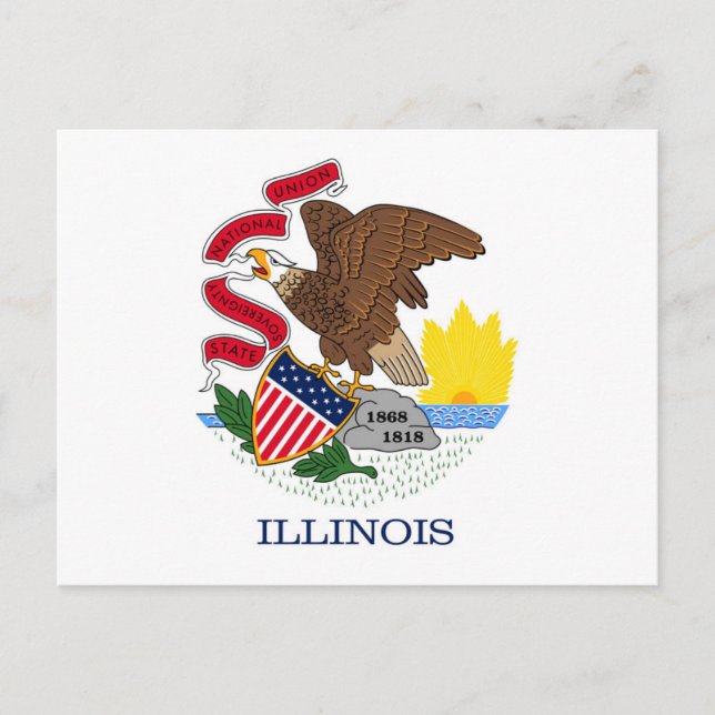 Carte Postale Drapeau d'État de l'Illinois, États-Unis (Devant)