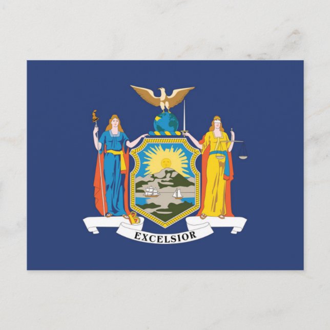 Carte Postale Drapeau d'État de New York, États-Unis (Devant)