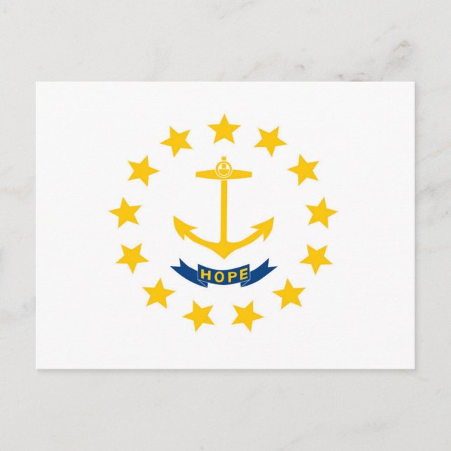 Carte Postale Drapeau d'Etat de Rhode Island, États-Unis (Devant)