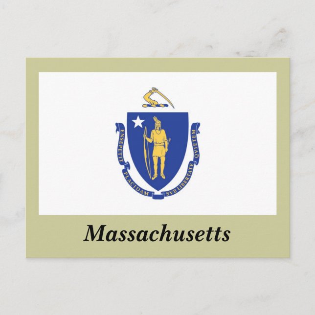 Carte Postale Drapeau d'État du Massachusetts (Devant)