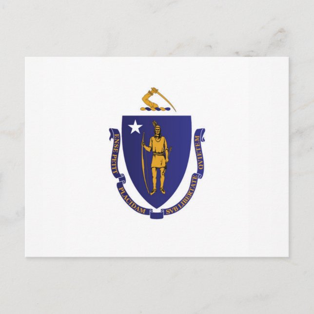 Carte Postale Drapeau d'Etat du Massachusetts, États-Unis (Devant)