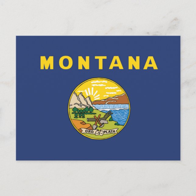 Carte Postale Drapeau d'Etat du Montana, États-Unis (Devant)