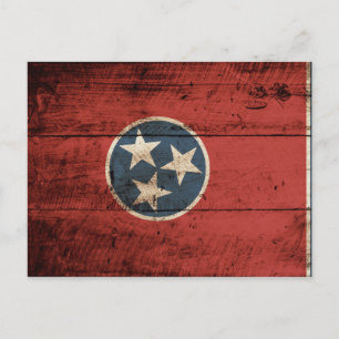 Carte Postale Drapeau d'état du Tennessee sur le vieux grain de