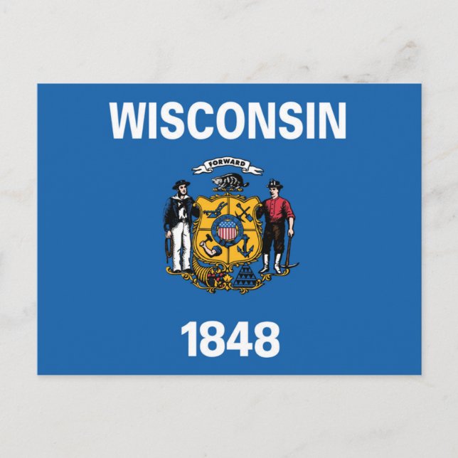 Carte Postale Drapeau d'État du Wisconsin, États-Unis (Devant)