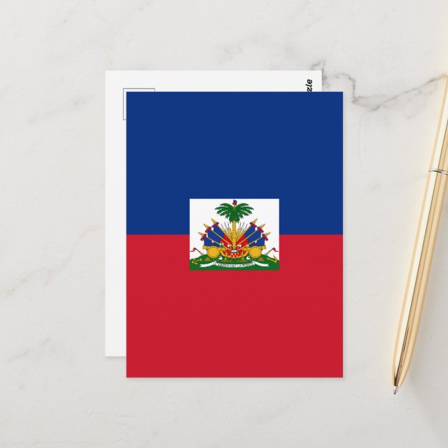 Carte Postale Drapeau d'Haïti (Devant/Arrière en situation)