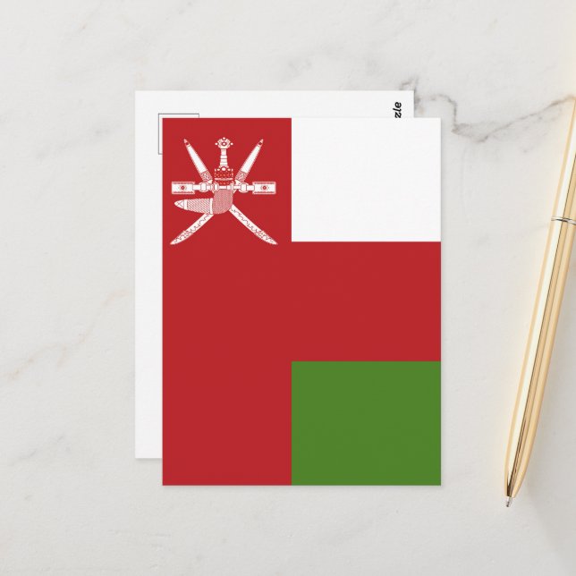 Carte Postale Drapeau d'Oman (Devant/Arrière en situation)