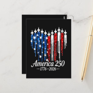 Carte Postale Drapeau du 250e anniversaire d'Amérique avec cœur