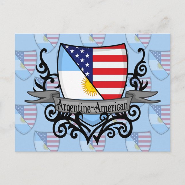 Carte Postale Drapeau du Bouclier argentin et américain (Devant)