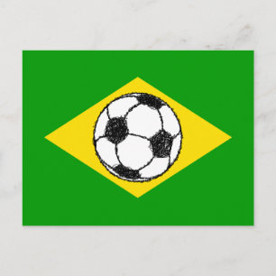 Carte Postale Drapeau du Brésil   Croquis de football
