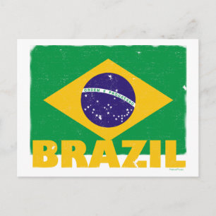 Carte postale drapeau du Brésil vintage
