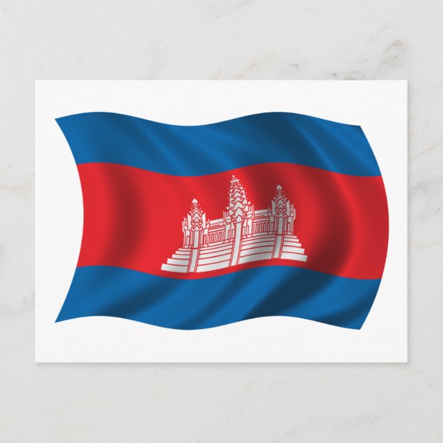 Carte Postale Drapeau du cambodge ondulé (Devant)
