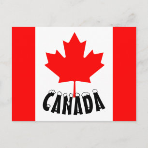 Carte Postale Drapeau du Canada à feuille d'érable rouge vif