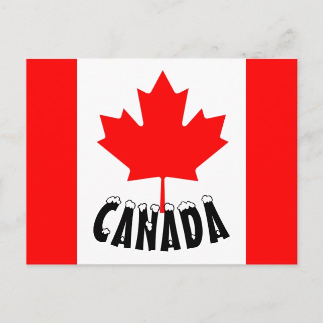 Carte Postale Drapeau du Canada à feuille d'érable rouge vif (Devant)