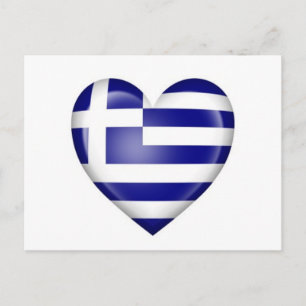 Carte Postale Drapeau du coeur grec sur blanc