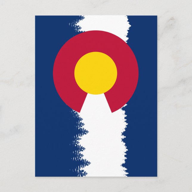 Carte Postale Drapeau du Colorado Treeline Silhouette (Devant)