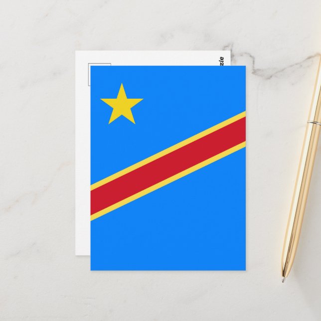 Carte Postale Drapeau du Congo (Devant/Arrière en situation)