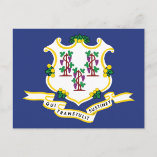 Carte Postale Drapeau du Connecticut Souvenir État Nutmeg Boucli