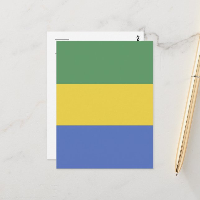 Carte Postale Drapeau du Gabon (Devant/Arrière en situation)