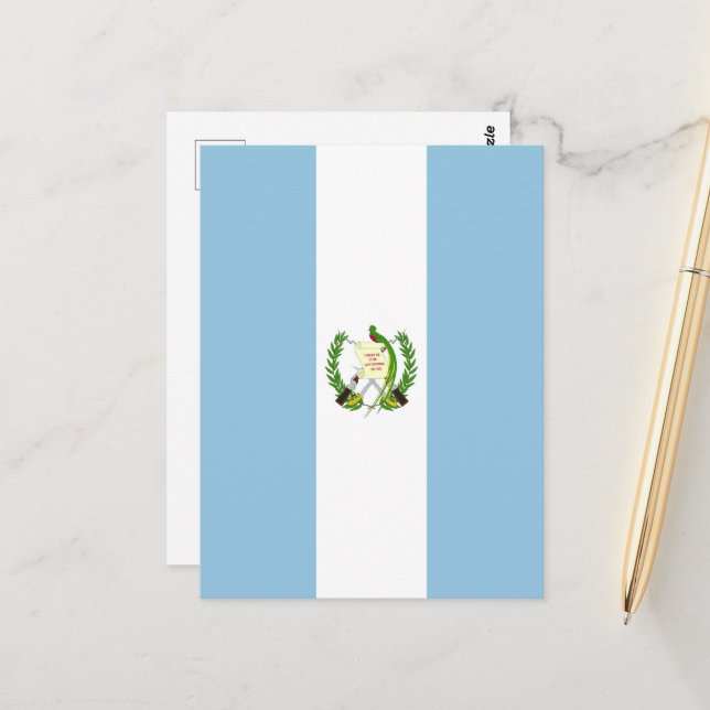 Carte Postale Drapeau du Guatemala (Devant/Arrière en situation)