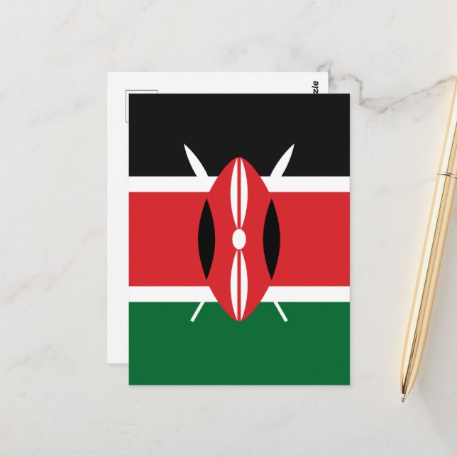 Carte Postale Drapeau du Kenya (Devant/Arrière en situation)