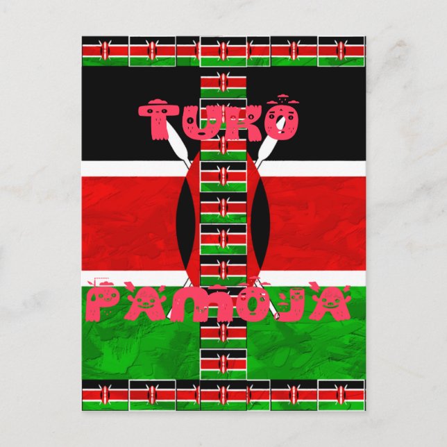 Carte Postale Drapeau du Kenya : Tuko Pamoja - Design d'art de l (Devant)