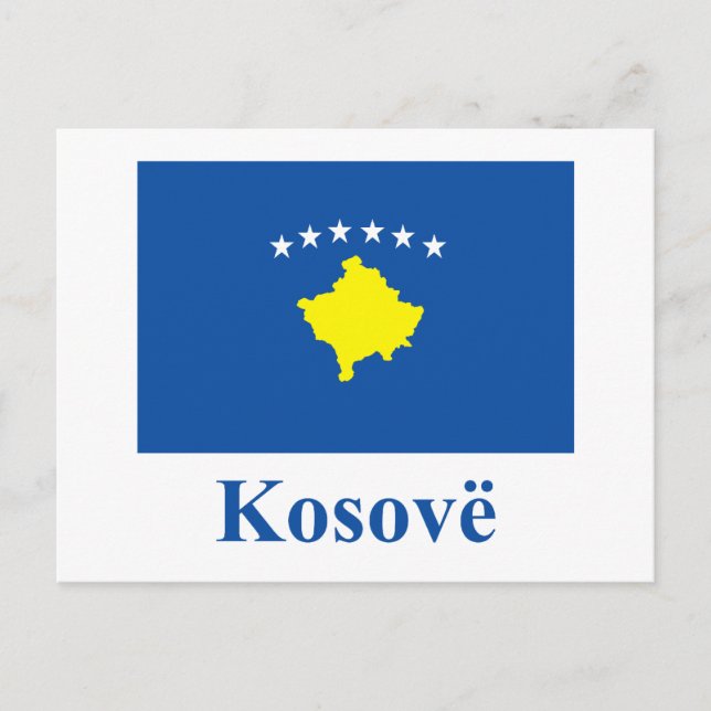 Carte Postale Drapeau du Kosovo avec nom en albanais (Devant)