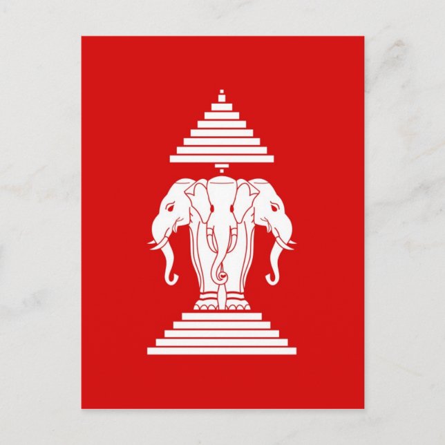 Carte Postale Drapeau du Laos (1952-1975) - ທຸ ງ ຊ າ ດ ລ າ (Devant)
