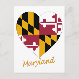 Carte Postale Drapeau du Maryland en forme de cœur