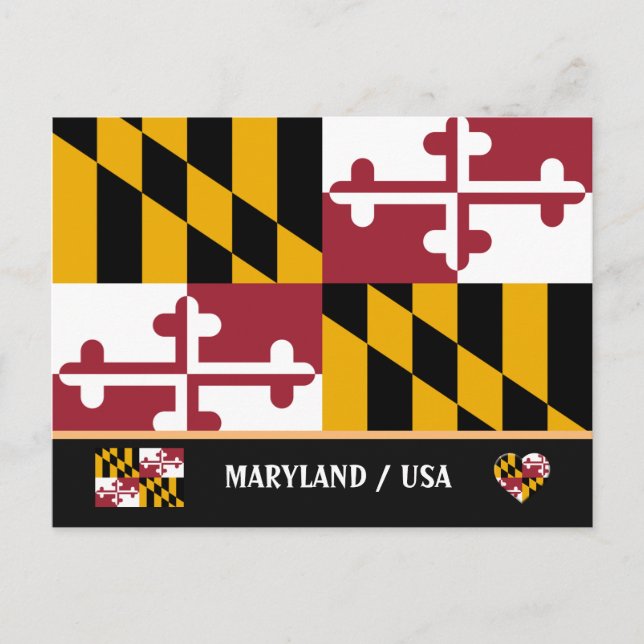 Carte Postale Drapeau du Maryland et Maryland State USA /Amériqu (Devant)