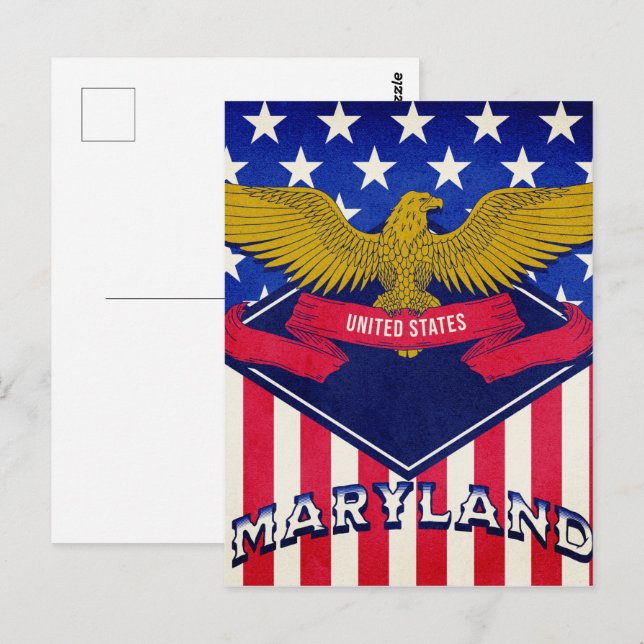 Carte Postale Drapeau du Maryland USA (Devant / Derrière)